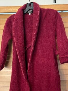 Pashmina Boutique 100% Pashmina Cashmere Short Robe Made Nepal Burgundy S/M
